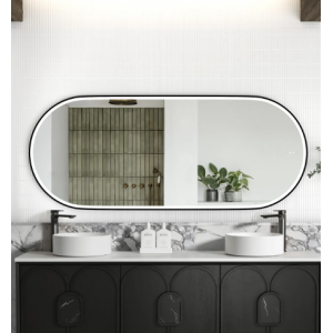 Noosa Led 1800(H)x750(W) Black Metal Frame Mirror- Install Horizontal or Vertical
